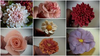 앙금플라워 다알리아, 코스모스,카네이션,메리골드,장미,튤립 flower piping technique/white bean paste cream flower