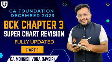 L 1: BCK Chp 3 | Part 1 | Super Chart Revision | CA Foundation Dec 2023 | CA Mohnish Vora (MVSIR)