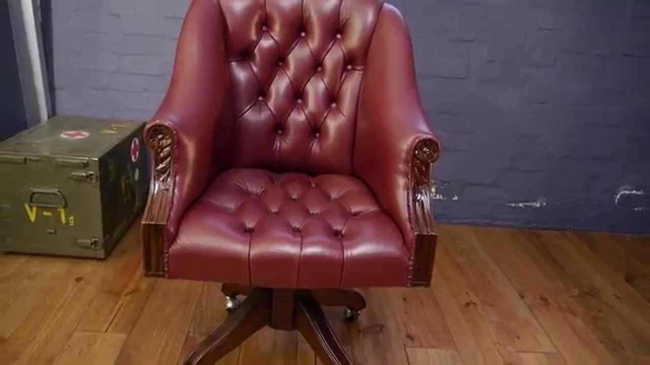 large chesterfield captains directors desk chair oxblood burgundy