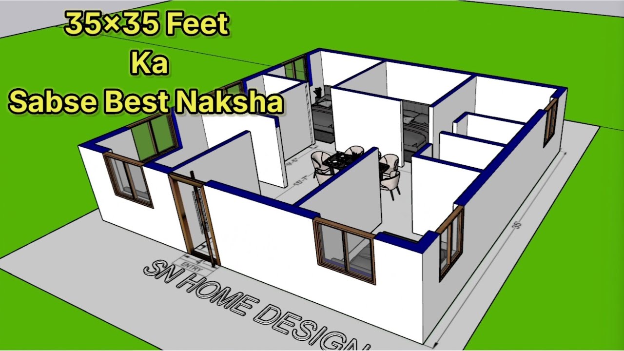 35'x35' House Plan | 6 Bedroom Design 