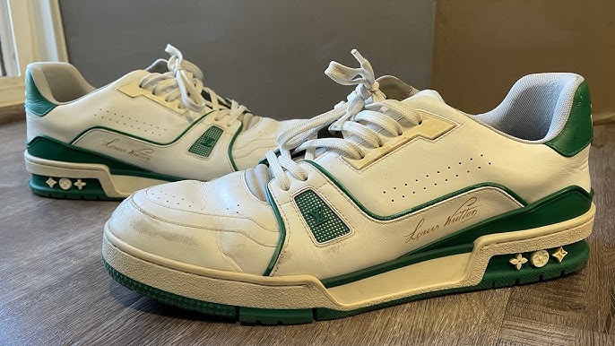 UP CLOSE! LV Trainer Sneaker Green (ON FOOT) 