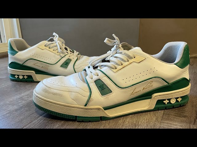Louis Vuitton LV Trainers Laced Up Sneakers in Green White in
