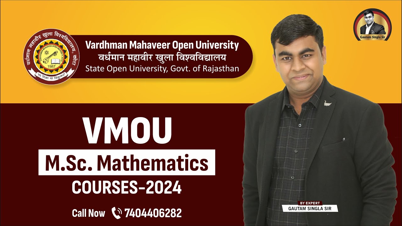 VMOU Kota M.Sc. Mathematics Courses 2024 | VMOU Kota Fresh Admission ...