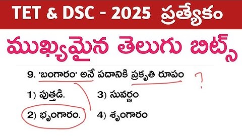 👌TET & DSC -2025 ప్రత్యేకం||తెలుగు ముఖ్యమైన బిట్స్ #TET ##DSC #TELUGU BITS