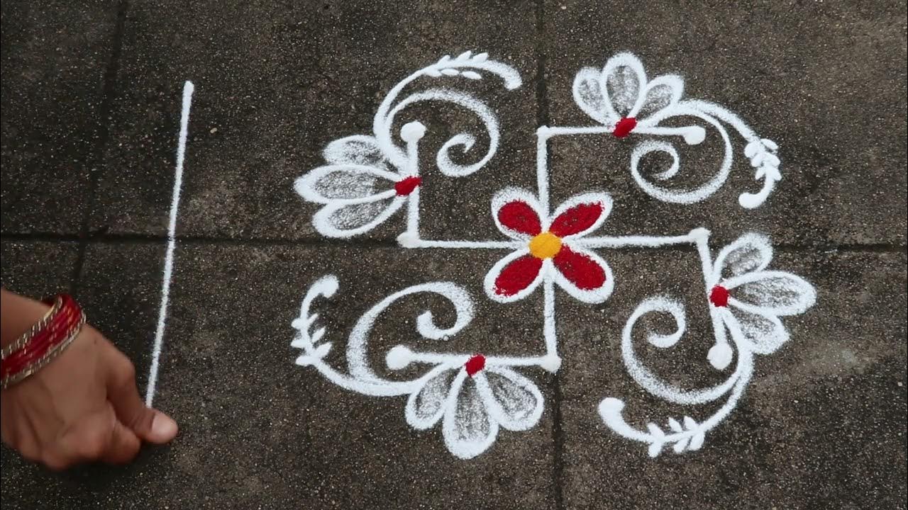 2 min Rangoli Designs 3x3 dots Small Daily MugguluEasy Kolam ...