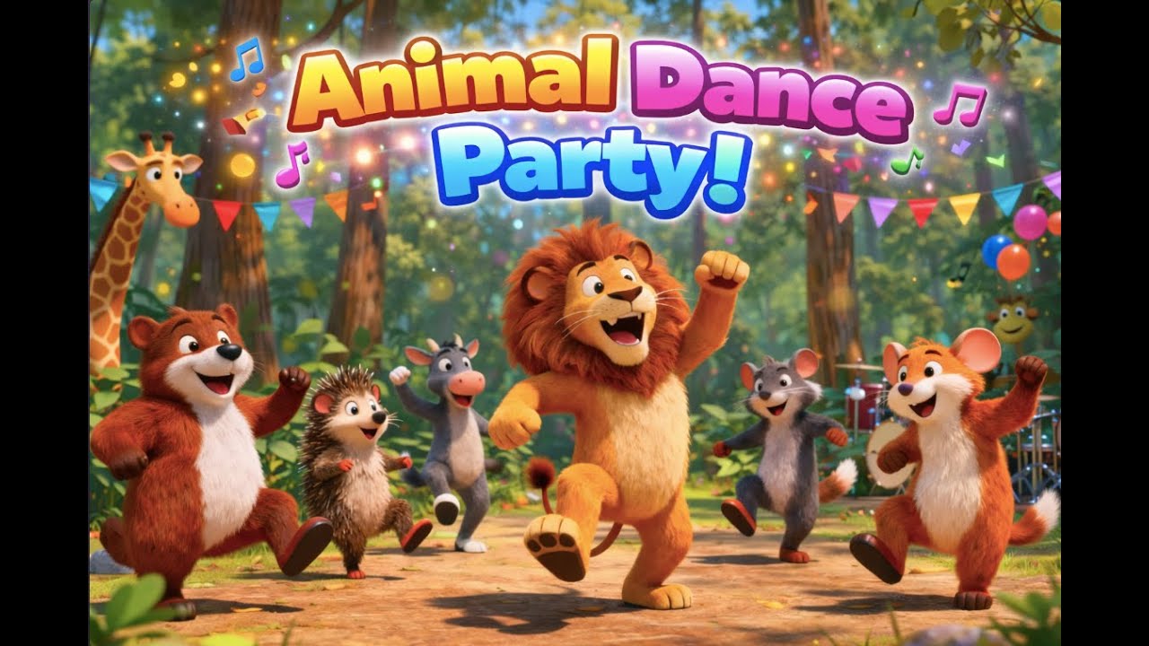 Animal Dance Party! 🐘🦊 | Fun Kids Dance Song | Nursery Rhymes for Children