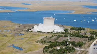 Drone footage of the BL England cooling tower implosion