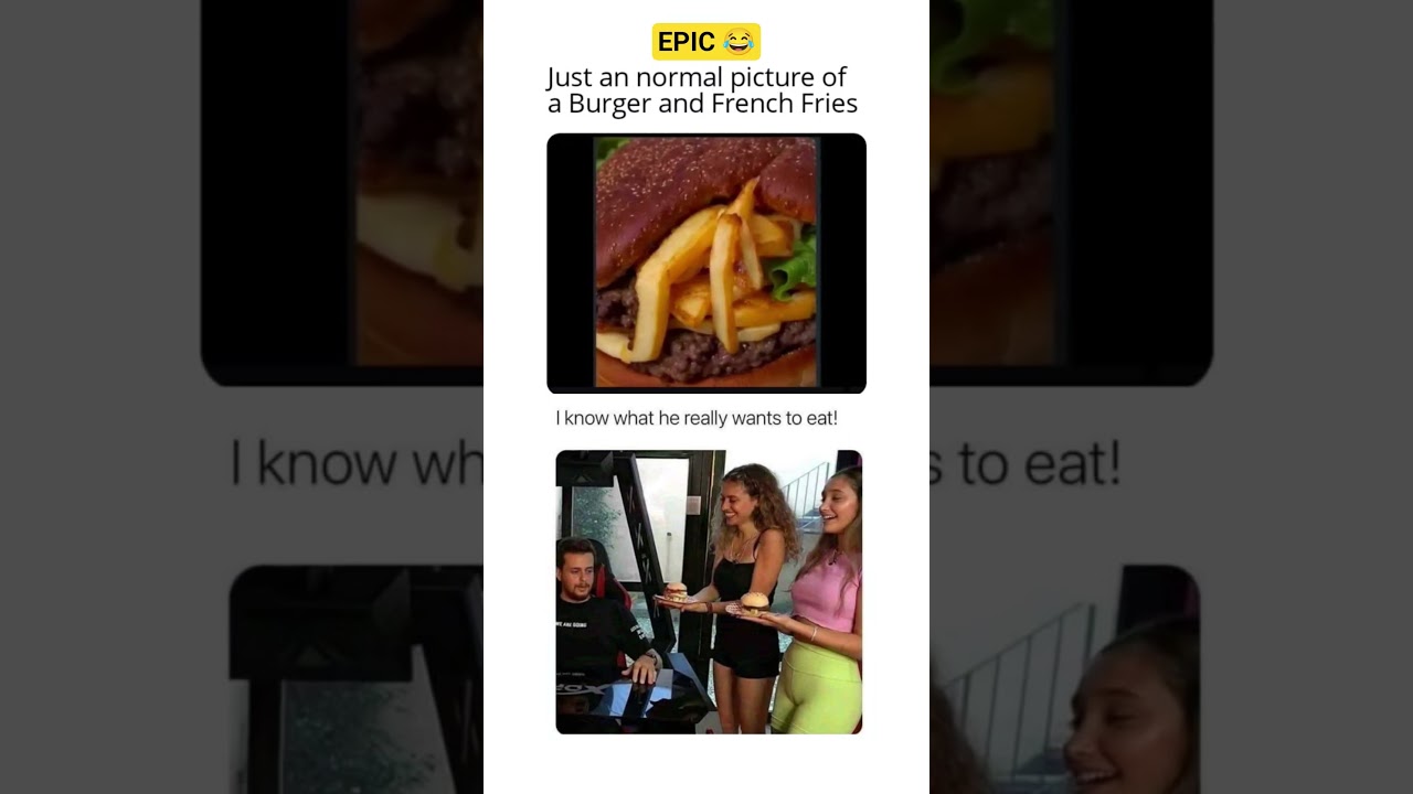 “Burger and fries… still distracted 😂.” 