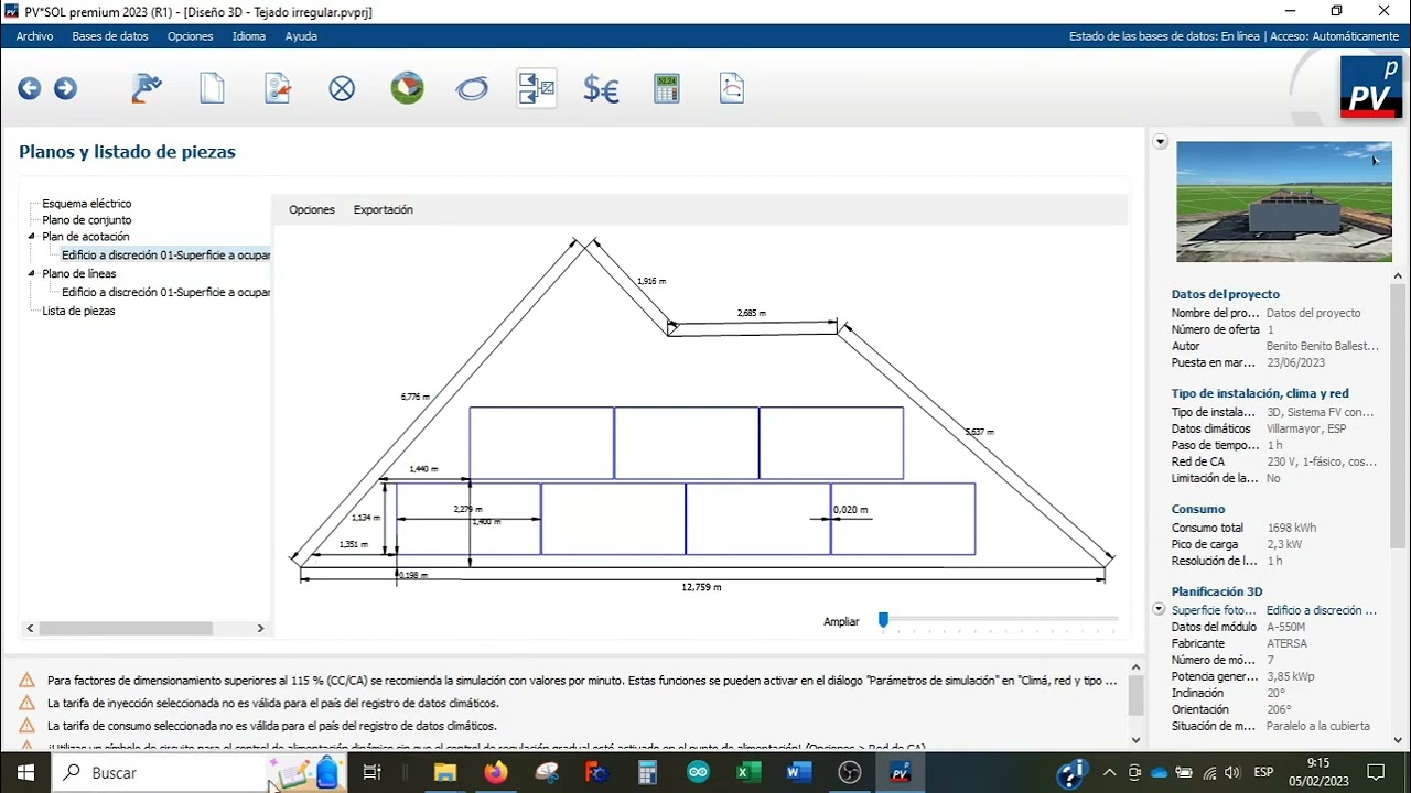 PV SOL PREMIUM. Autoconsumo. Planos y listado de piezas.