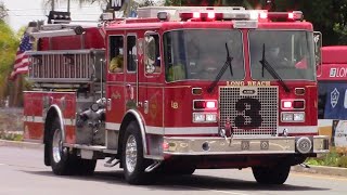 Long Beach Fire Dept. Engine 3 & Old Rescue 3 Responding