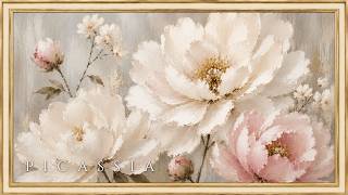Soft White Peonies | Romantic Floral Frame TV Art | Screen Saver For TV screenshot 2