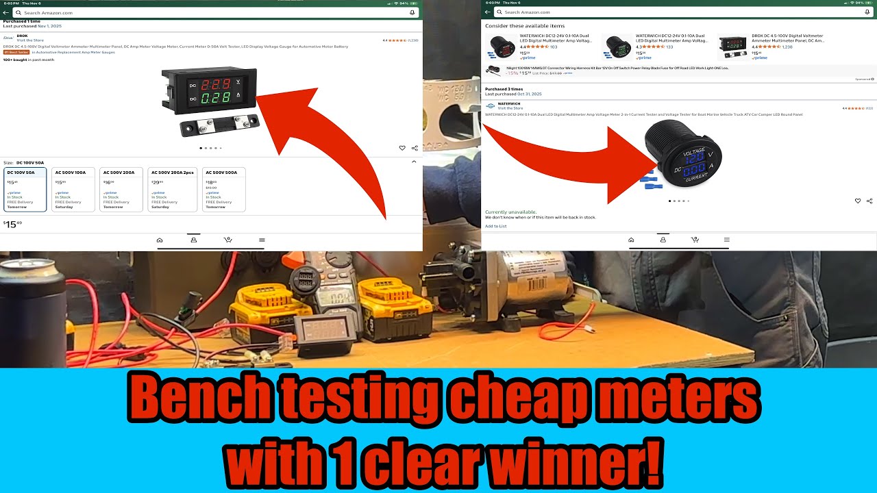 Bench Testing 2 cheap Amazon Volt Amp Meters with a CL800.