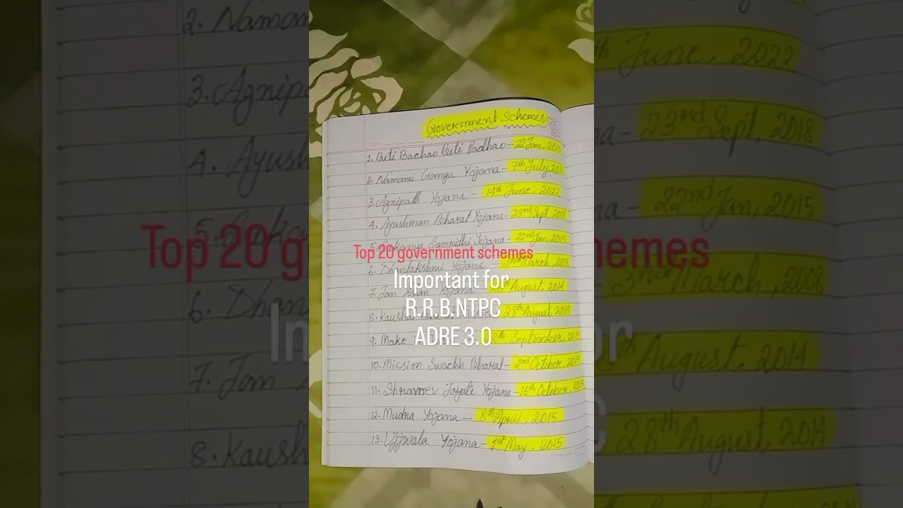 Most important govt schemes||RRB NTPC 2025||ADRE 3.0