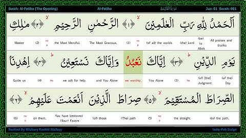 Surah 001-Al Fatihah - سورة الفاتحة - The Opening, Word by Word Highlighted Arabic+English