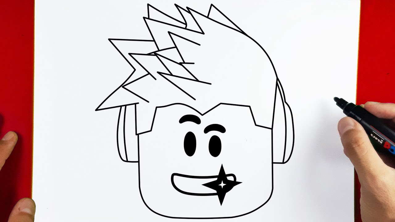 How to Draw Roblox Head Character - YouTube