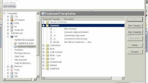 PHPEdit Keyboard templates tutorial