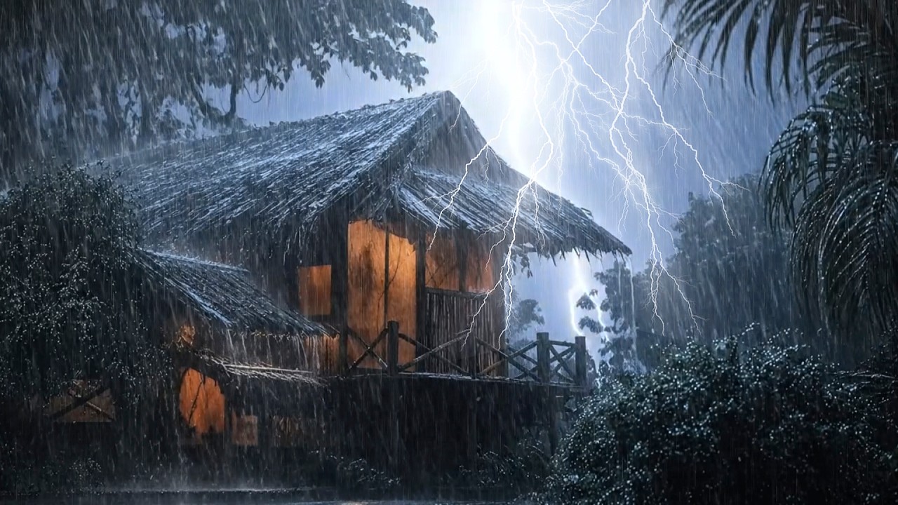 Sonidos De Lluvia Para Dormir 🌩️ Fuertes Lluvias Y Truenos En Techo De ...