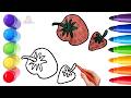 How To Draw cute Strawberry Drawing, Painting &amp; Coloring For Kids and Toddlers_ Child Art 🐋🌈🎨