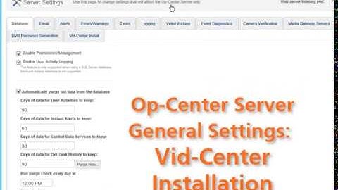 Op Center TechTips General Settings Vid Center Installation