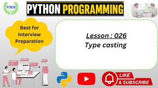 Lesson 026 | Python Programming | Type casting