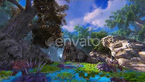 Ancient House Deep In The Rocks At Fog | Motion Graphics - Envato elements