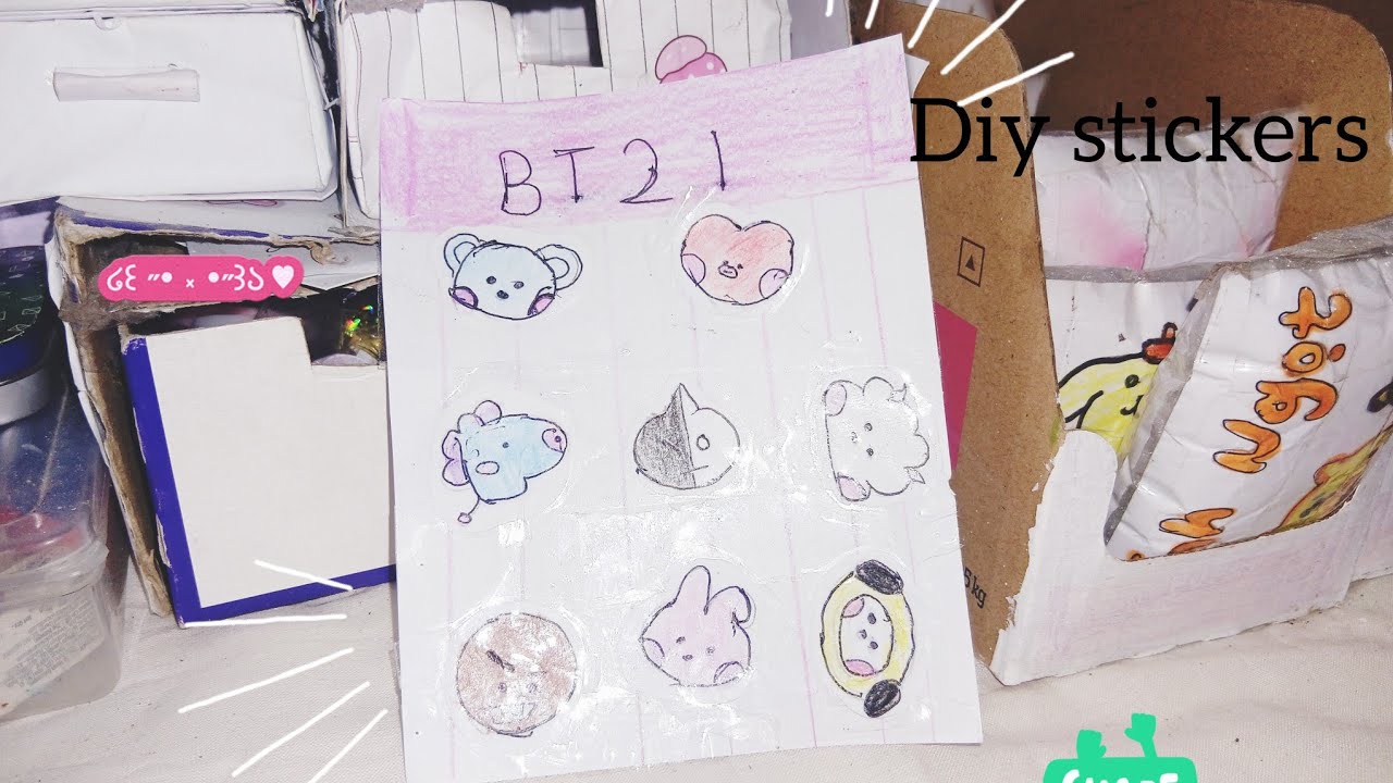 Diy simple stickers with me|BT21|#Stickers #dharshini's magic 