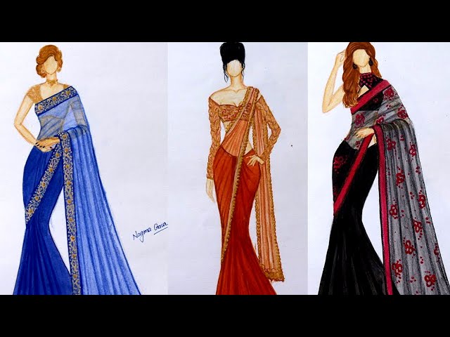 Saree Fashion Sketches | lupon.gov.ph