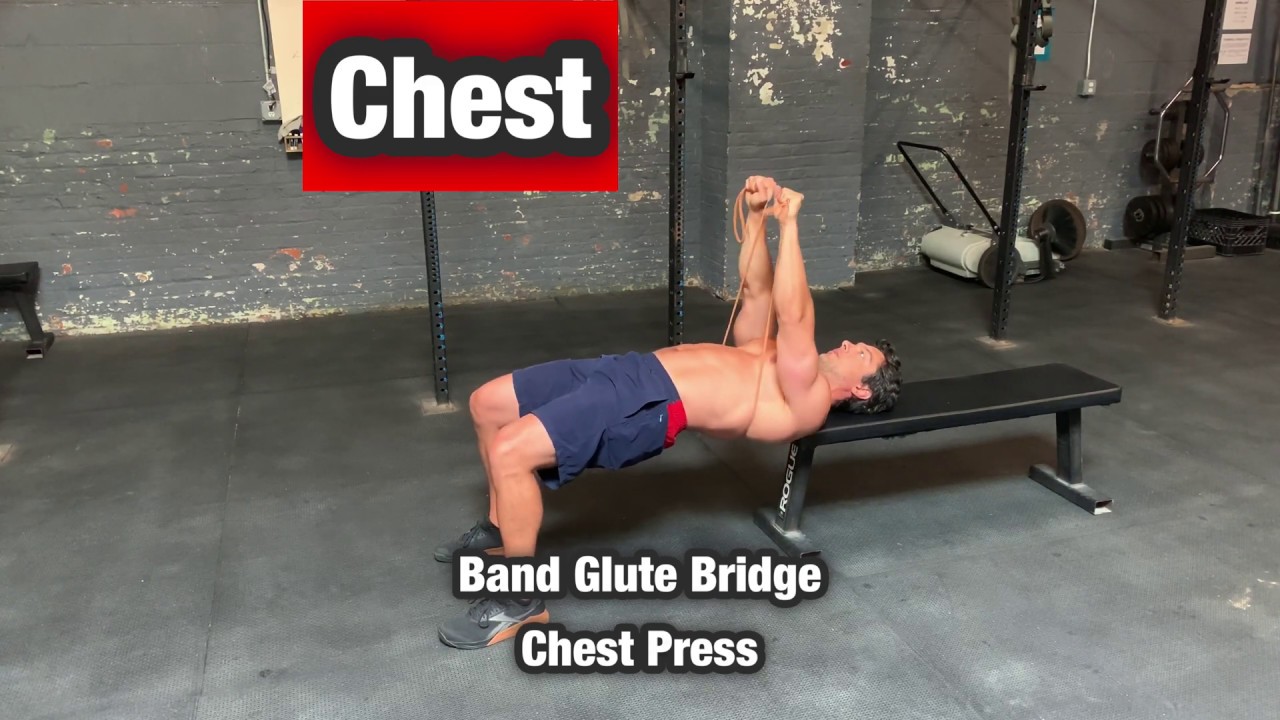 Resistance Band Glute Bridge Chest Press Chest, Pec Exercise Workout YouTube