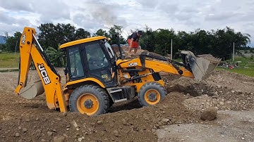 JCB Backhoe Making Drain and Loading Dirt in Dump Truck and Tractor - JCB Dozer Collection Video