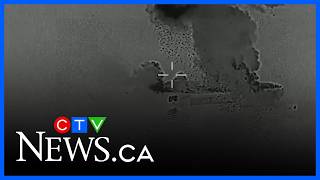 U.S. Central Command video shows Iranian drone carrier up in flames after strikes