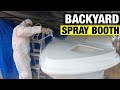 I SPRAY PAINTED MY 18 FT BOAT IN THE BACKYARD | HOMEMADE SPRAY BOOTH | FULL BOAT RESTORATION- PART10
