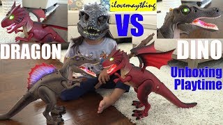 Children's Dinosaur Toys! Spinosaurus Dinosaur Versus Red Dragon! Remote Control Dinosaurs