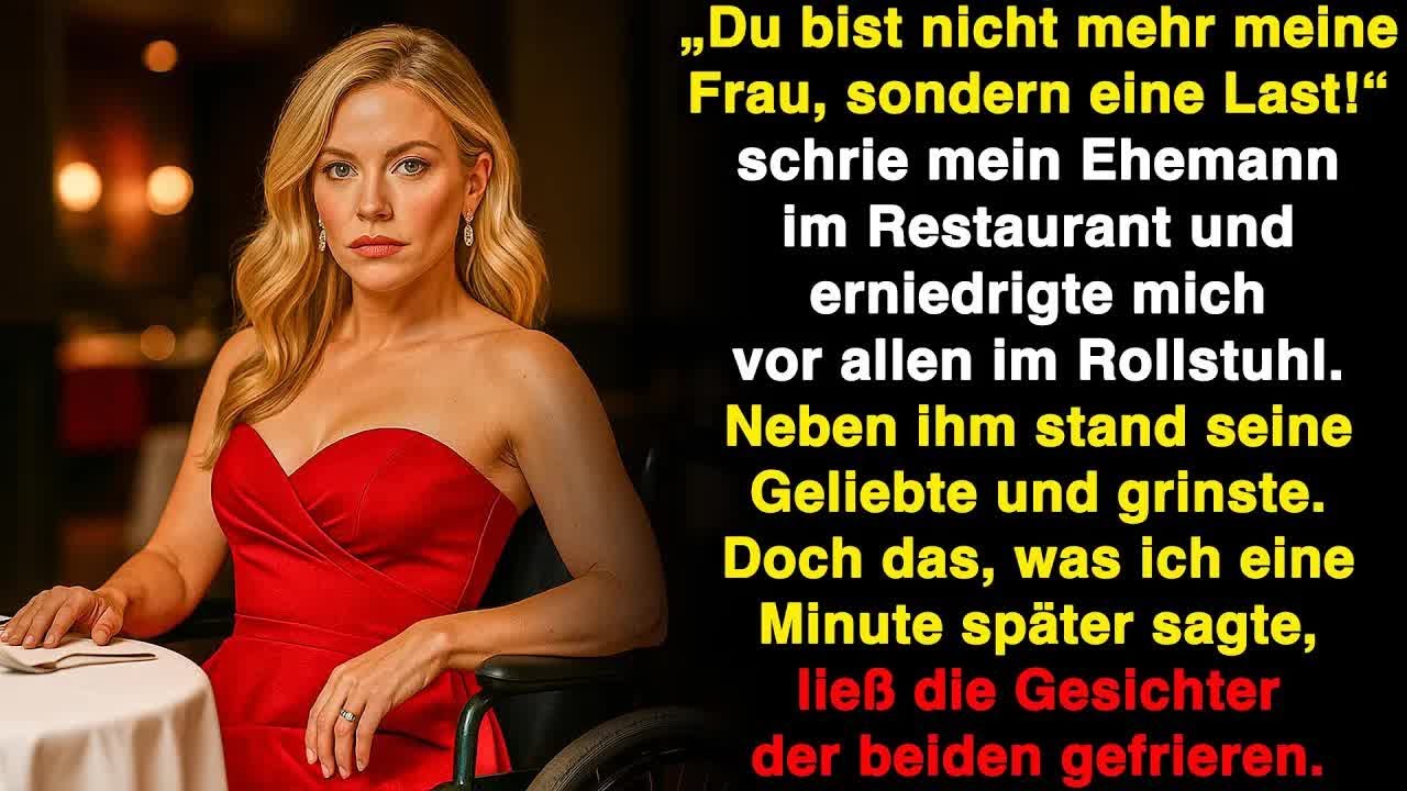 Mein Mann ließ mich in ein Sternerestaurant bringen, nur um mich vor allen Gästen zu demütigen. Er stand auf, zeigte auf meine Behinderung und sagte: „Du bist keine Ehefrau mehr, sondern eine...