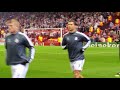 Cristiano Ronaldo and Real Madrid warm up at Anfield