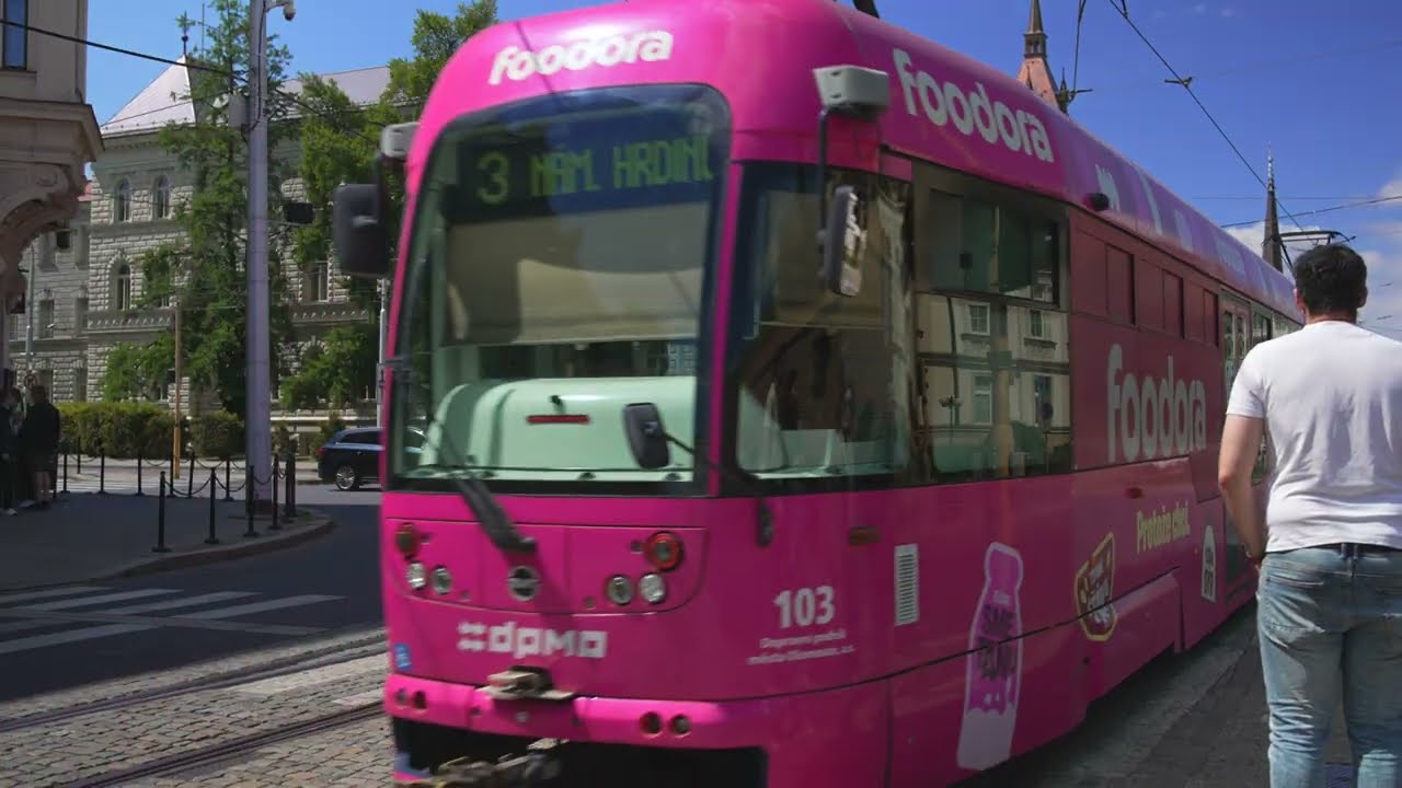 Czech Republic, Olomouc, tram 3 ride from Rožňavská to Okresní soud