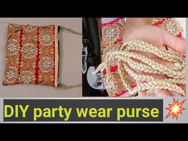 Women's Handicraft Party Wear Hand Embroidered Box Clutch Bag Purse Fo