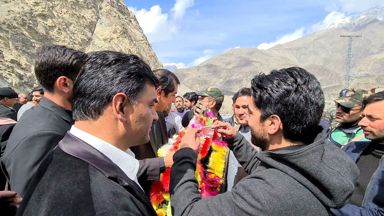 1st Official Visit Of CM GB To District Ghangche. Notables Welcomed The CM on Chumdo Bridge.