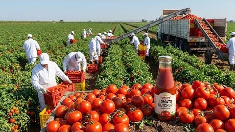 How Tomato Ketchup Is Made, Tomato Harvesting And Processing Process With Modern Technology