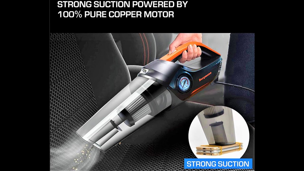 USE of Bergmann CYCLONIC 2in1 Car Vacuum Cleaner + Inflator YouTube