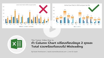 EP.54 - ทำ Column Chart เปรียบเทียบข้อมูล 2 ชุดและ Total รวมพร้อมกันแบบไม่ Misleading