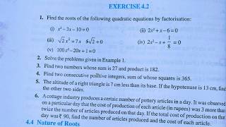 Class 10th maths l Exercise 4.2 l Chapter 4 l Quadratic Equation l Ncert l Solution l Mathematics