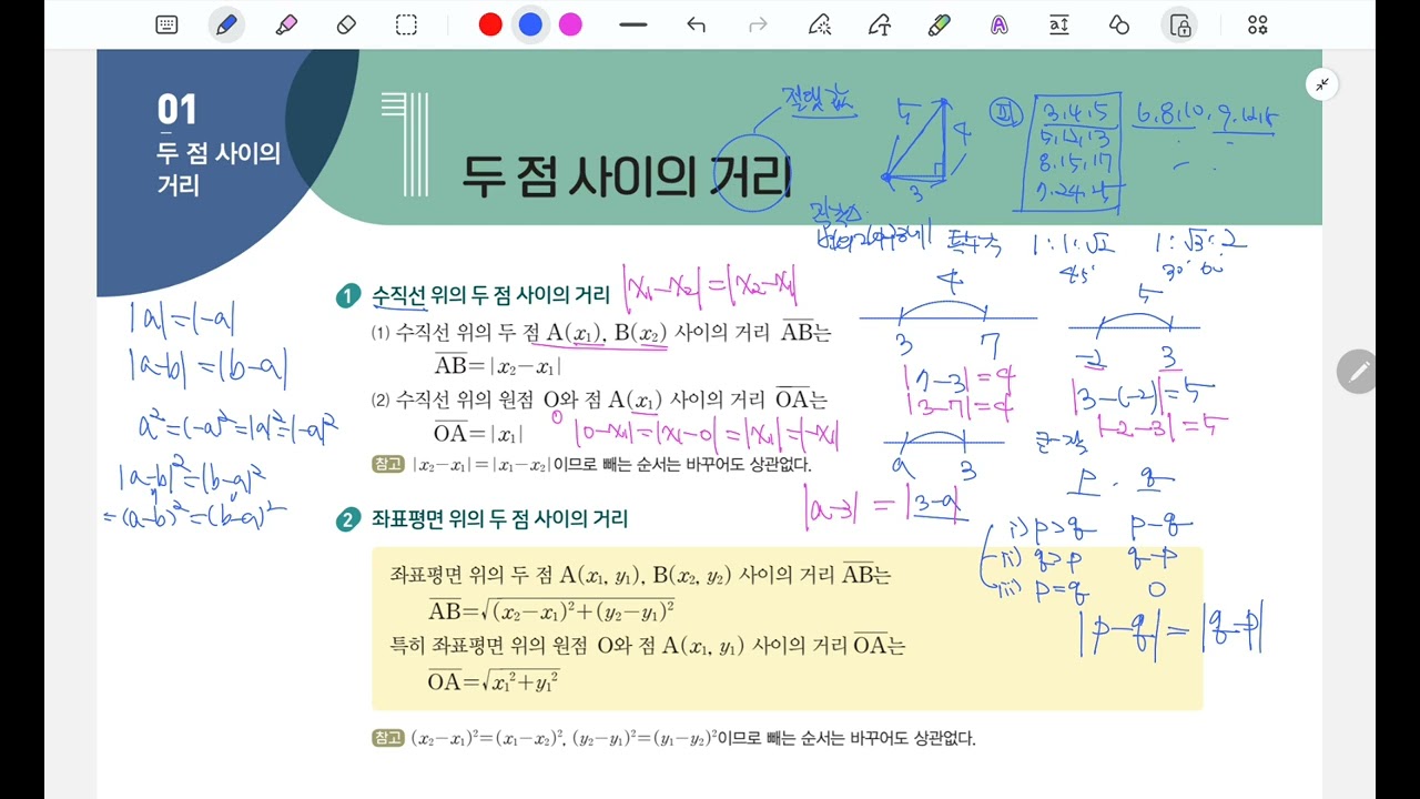 개념+유형 개념편 두점사이의 거리 개념설명