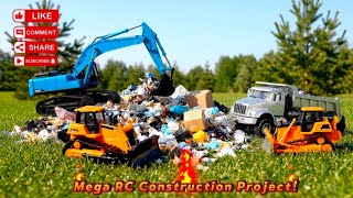Extreme RC Construction Site! Excavator, Dump Truck &amp; Bulldozer Working Together