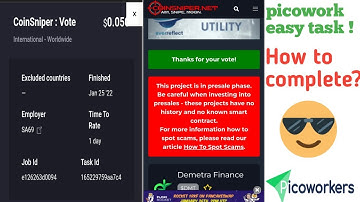 CoinSniper : Vote picowork task! How to complete this task? Online Guidelins.
