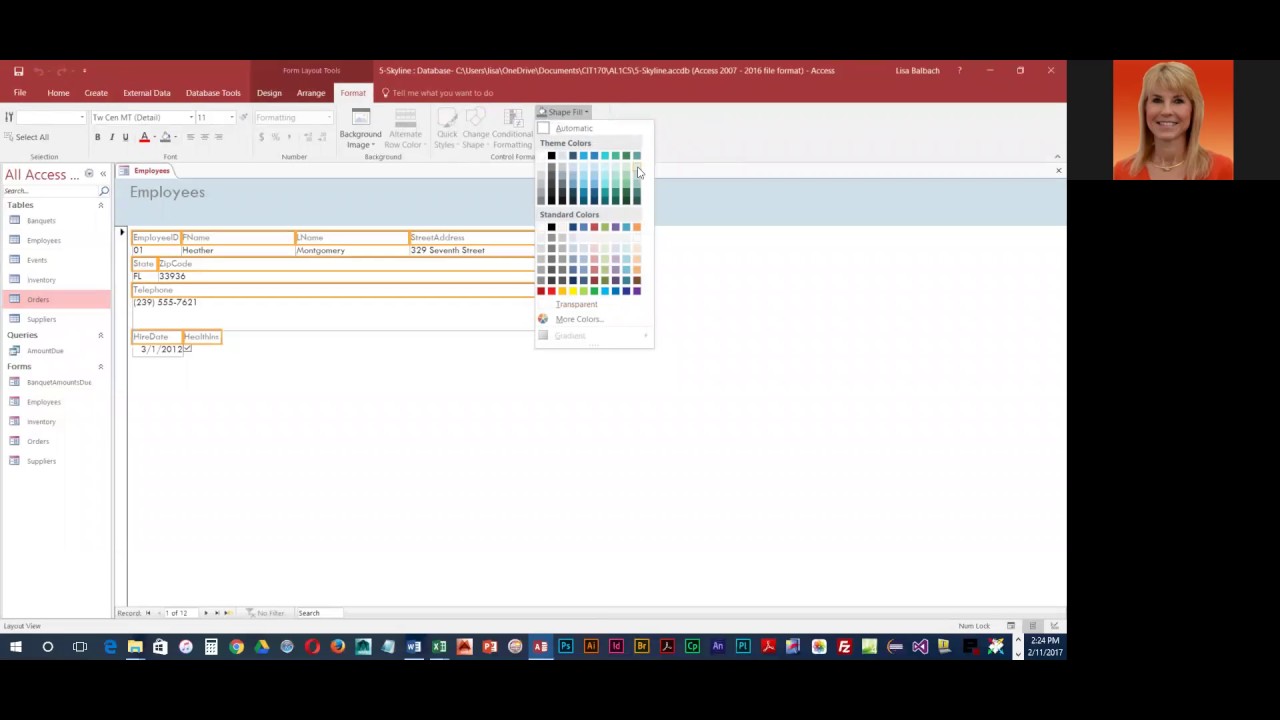 Project 2e Creating a form using the form wizard - YouTube