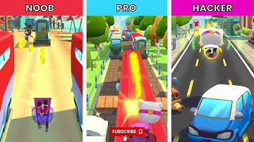 Raccoon Invasion Fun NOOB - PRO - HACKER LEVEL in Talking Tom Hero Dash!  | Habino Games