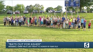 Baseball game held last night to honor 10-year-old Asher Sullivan