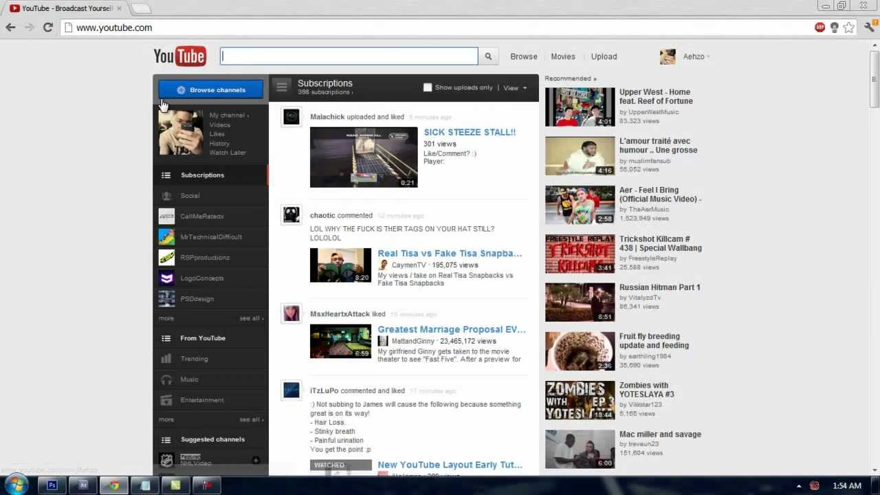 August 2012 YouTube Homepage Update