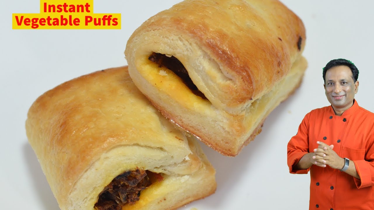 Vegetable Puffs -  Veg Puff Party Snack - Easy Puff pastry | Vahchef - VahRehVah