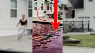 BLOOD FILLED POOL PRANK ON WIFE - #shorts